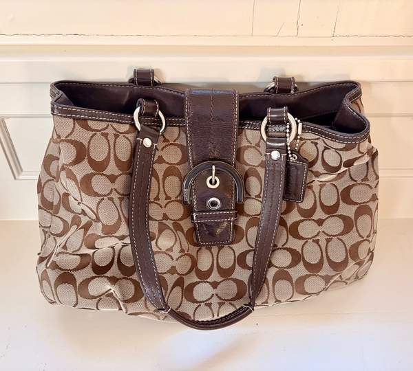 Vintage Coach signature canvas handbag brown
